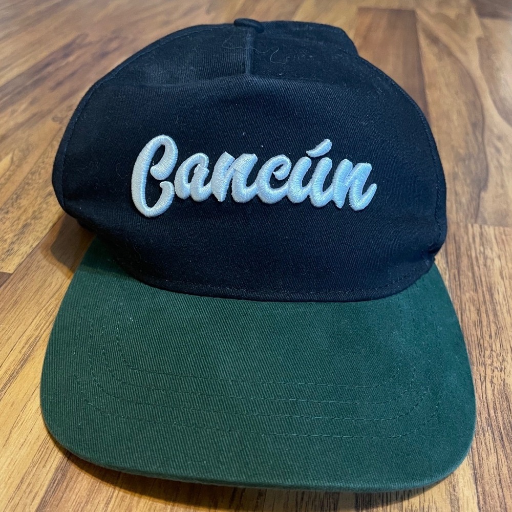 Morpho Cancun Mexico Souvenir Hat Mens OSFM Black Green Snapback Cotton Cap